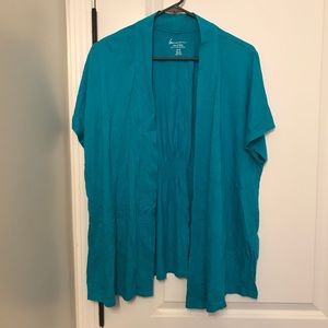 Lane Bryant teal short sleeve over shirt
